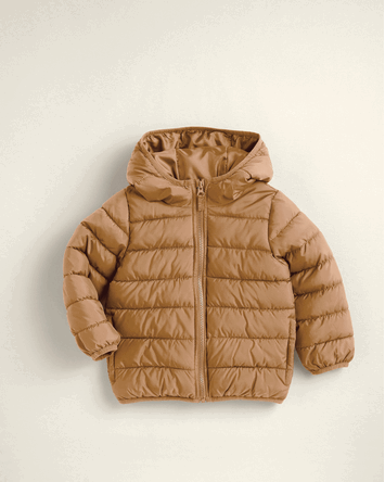 Boys Midweight Packable Puffer - Brown, 